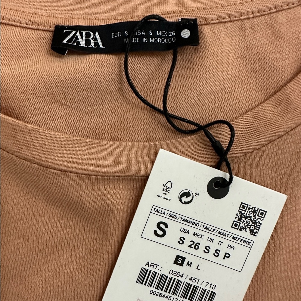 NWT ZARA short sleeve half sheer pleat on front blouse